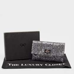 Anya Hindmarch Silver Glitter Valorie Clutch 