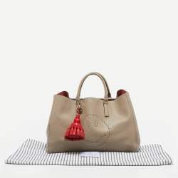 Anya Hindmarch Beige Leather Featherweight Smiley Ebury Tote