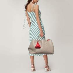 Anya Hindmarch Beige Leather Featherweight Smiley Ebury Tote