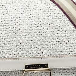 Pre Owned Anya Hindmarch White Woven Leather Flap Top Handle Bag