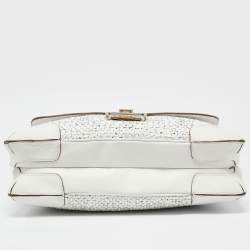 Pre Owned Anya Hindmarch White Woven Leather Flap Top Handle Bag