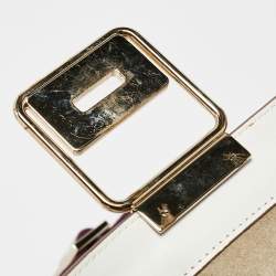 Pre Owned Anya Hindmarch White Woven Leather Flap Top Handle Bag