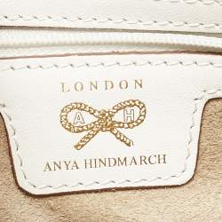 Pre Owned Anya Hindmarch White Woven Leather Flap Top Handle Bag