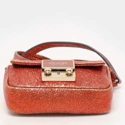 Pre Owned Anya Hindmarch Metallic Foil Leather Crossbody Bag