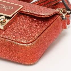 Pre Owned Anya Hindmarch Metallic Foil Leather Crossbody Bag