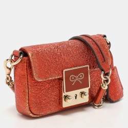 Pre Owned Anya Hindmarch Metallic Foil Leather Crossbody Bag