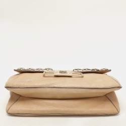 Anya Hindmarch Beige Leather Studded Flap Top Handle Bag