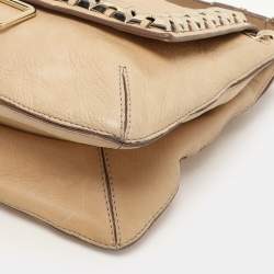 Anya Hindmarch Beige Leather Studded Flap Top Handle Bag