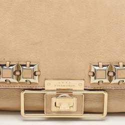 Anya Hindmarch Beige Leather Studded Flap Top Handle Bag