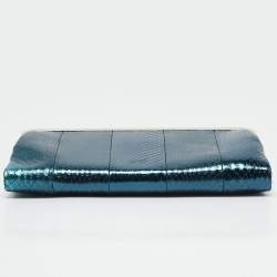 Anya Hindmarch Metallic Blue Watersnake Double Frame Clutch