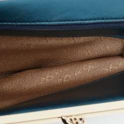 Anya Hindmarch Metallic Blue Watersnake Double Frame Clutch