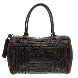 Pre Owned Anya Hindmarch Dark Brown Braided Leather Sydney Bag