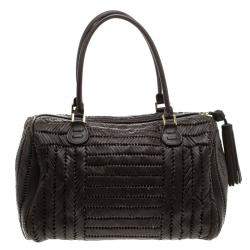 Pre Owned Anya Hindmarch Dark Brown Braided Leather Sydney Bag
