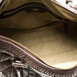 Pre Owned Anya Hindmarch Dark Brown Braided Leather Sydney Bag