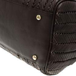 Pre Owned Anya Hindmarch Dark Brown Braided Leather Sydney Bag