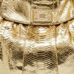 Anya Hindmarch Metallic Gold Python Flap Shoulder Bag