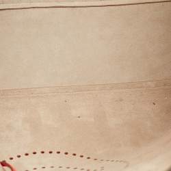 Pre Owned Anya Hindmarch Neon Orange Leather Featherweight Smiley Ebury Tote