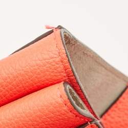 Pre Owned Anya Hindmarch Neon Orange Leather Featherweight Smiley Ebury Tote