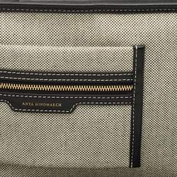 Pre Owned Anya Hindmarch Salt And Pepper Mixed Canvas Pocket Pochette 