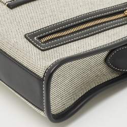 Pre Owned Anya Hindmarch Salt And Pepper Mixed Canvas Pocket Pochette 