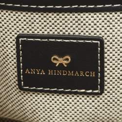Pre Owned Anya Hindmarch Salt And Pepper Mixed Canvas Pocket Pochette 