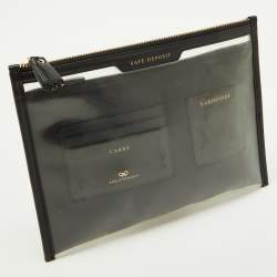 Pre Owned Anya Hindmarch Transparent/Black Pvc and Leather Clutch