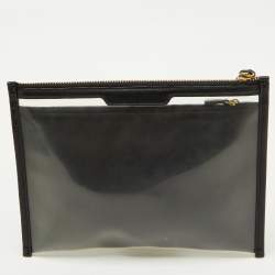 Pre Owned Anya Hindmarch Transparent/Black Pvc and Leather Clutch