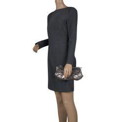 Pre Owned Anya Hindmarch Metallic Silver Crackled Leather Frame Clutch