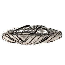 Pre Owned Anya Hindmarch Metallic Silver Crackled Leather Frame Clutch