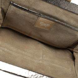 Pre Owned Anya Hindmarch Metallic Silver Crackled Leather Frame Clutch