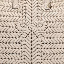 Pre Owned Anya Hindmarch Cream Woven Leather Neeson Tote