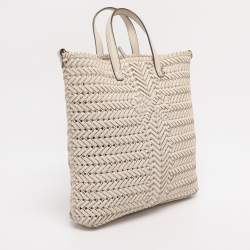Pre Owned Anya Hindmarch Cream Woven Leather Neeson Tote
