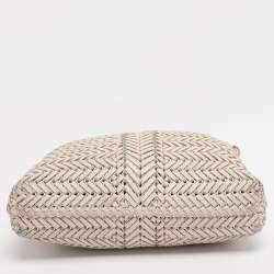 Pre Owned Anya Hindmarch Cream Woven Leather Neeson Tote
