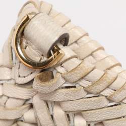 Pre Owned Anya Hindmarch Cream Woven Leather Neeson Tote