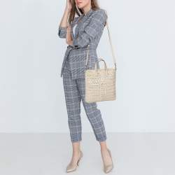 Pre Owned Anya Hindmarch Cream Woven Leather Neeson Tote