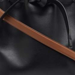 Pre Owned Anya Hindmarch Black Leather Small Shoelace Drawstring Bag