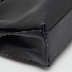 Pre Owned Anya Hindmarch Black Leather Small Shoelace Drawstring Bag