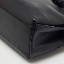 Pre Owned Anya Hindmarch Black Leather Small Shoelace Drawstring Bag