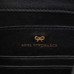 Pre Owned Anya Hindmarch Black Leather Small Shoelace Drawstring Bag