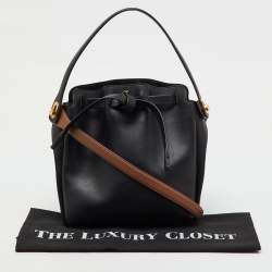 Pre Owned Anya Hindmarch Black Leather Small Shoelace Drawstring Bag