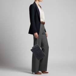 مملوكة مسبقًا Anya Hindmarch Navy Blue Woven Leather Wristlet Clutch