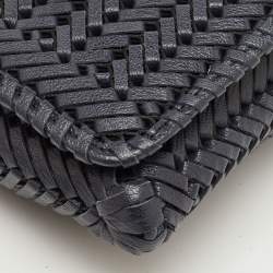 مملوكة مسبقًا Anya Hindmarch Navy Blue Woven Leather Wristlet Clutch