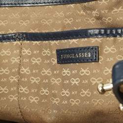 Pre Owned Anya Hindmarch Belvedere Navy Blue Striped Leather and Suede Tote