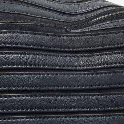 Pre Owned Anya Hindmarch Belvedere Navy Blue Striped Leather and Suede Tote