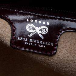 Pre Owned Anya Hindmarch Burgundy Patent Leather Tote