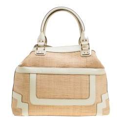 مملوكة مسبقًا Anya Hindmarch Beige/Cream Raffia and Patent Leather Tote