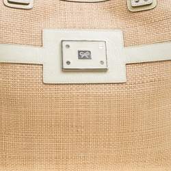 مملوكة مسبقًا Anya Hindmarch Beige/Cream Raffia and Patent Leather Tote