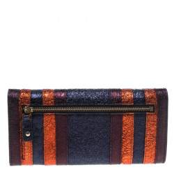 Pre Owned Anya Hindmarch Metallic Multicolor Ceramic Effect Patent Leather Continental Wallet