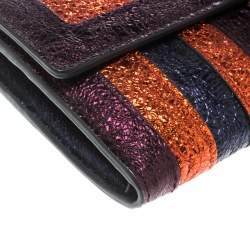 Pre Owned Anya Hindmarch Metallic Multicolor Ceramic Effect Patent Leather Continental Wallet