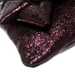 Pre Owned Anya Hindmarch Metallic Purple Scrooge Wristlet Pouch